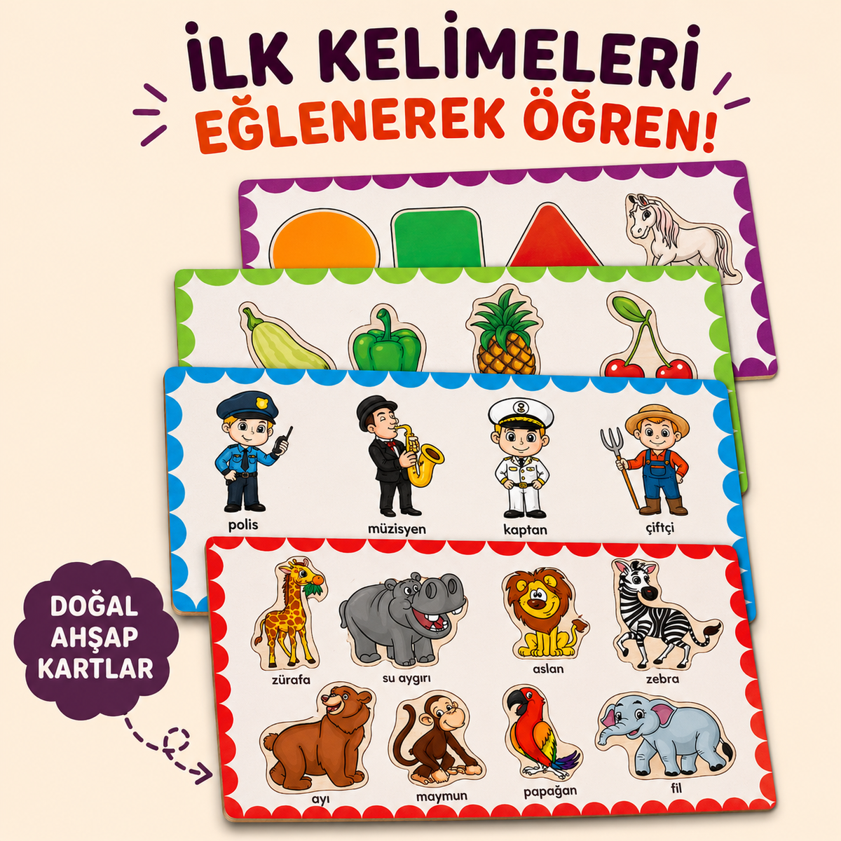 Ahşap Eğitici-Öğretici 2'Li Puzzle Seti